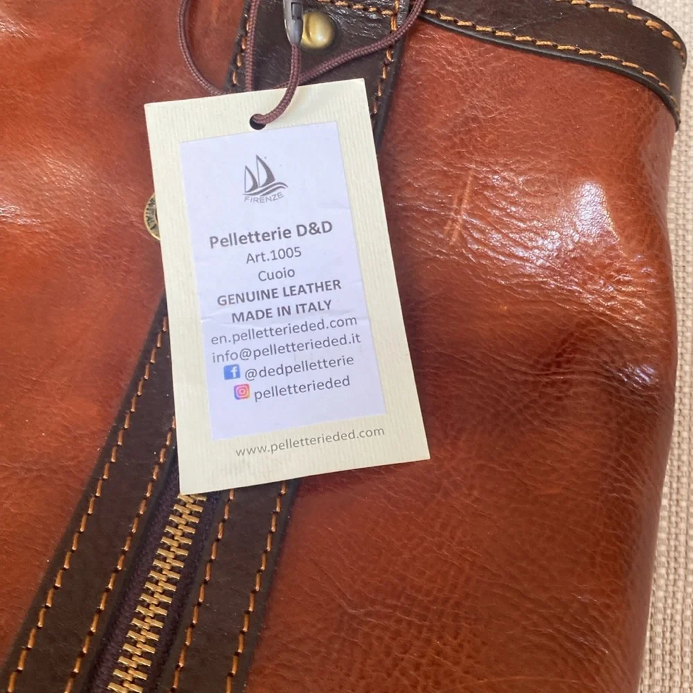 Pelletterie Firenze Cognac Italian leather handmade handbag - Picture 6 of 13